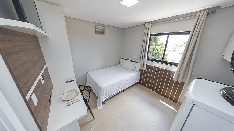 Studio moderno e decorado no Rebouças – pronto para morar