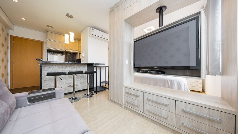 Apartamento 1 Quarto Mobiliado no 27º Andar | Centro de Curi